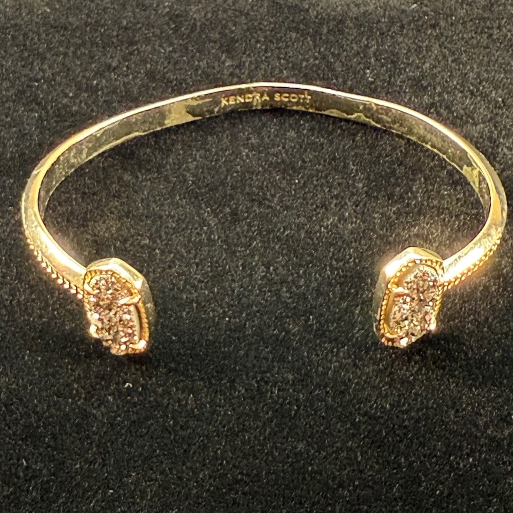 Kendra Scott Gold Tone Druzy Cuff Bracelet Stackable Bangle Classic Jewelry